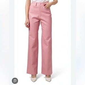 Wayf womens pink pleather straight Leg Pants size medium NWT
